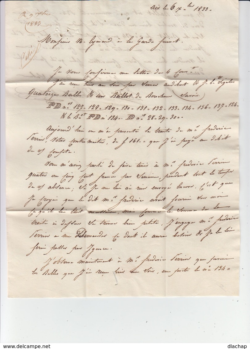 Sur Pli Avec Correspondance Gros CAD Aix 7 Déc. 1833. Oblitération Manuscrite. CAD Le Luc. (910) - 1801-1848: Précurseurs XIX