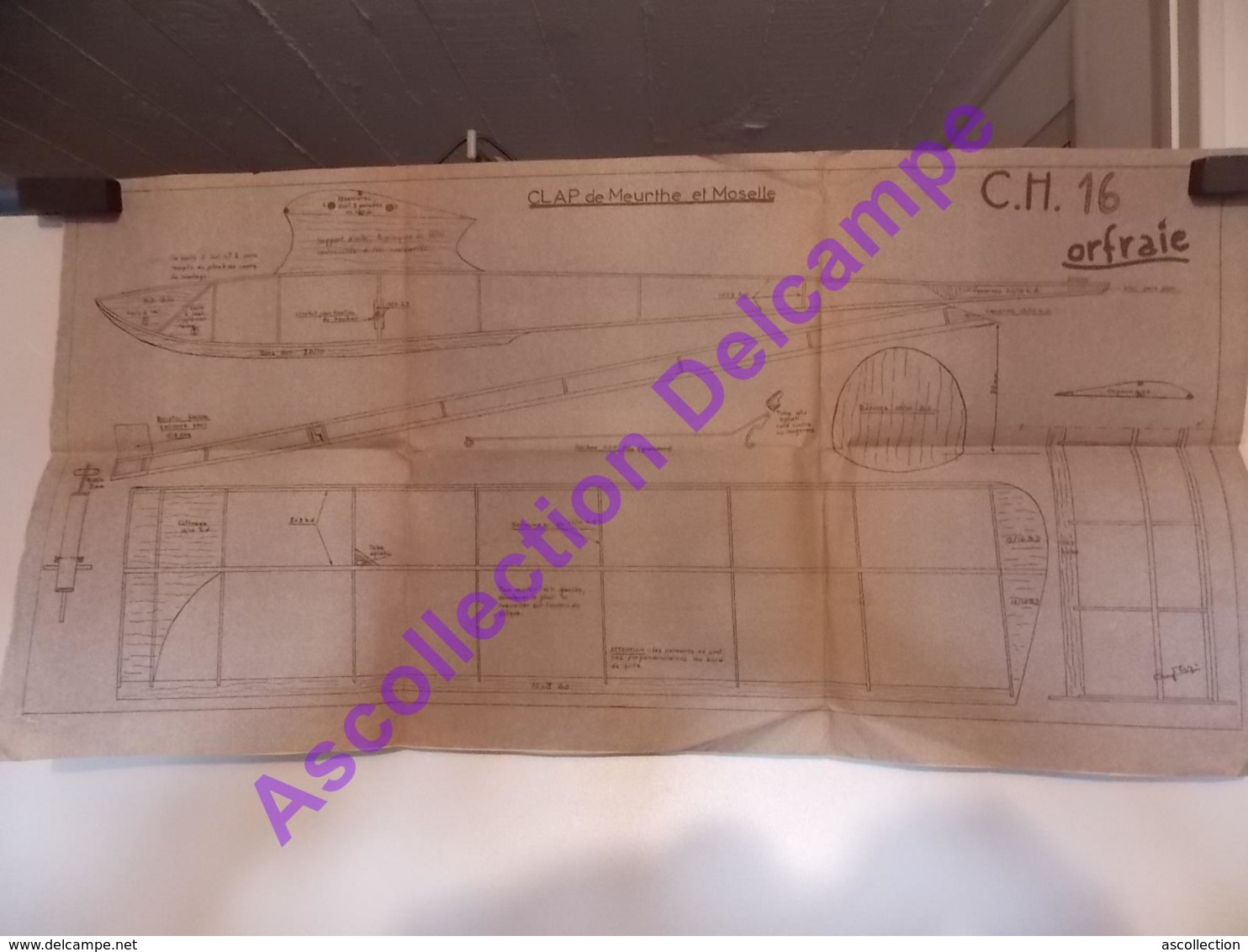 Plan Aeromodelisme Maquette Avion Planeur Clap De Meurthe Et Moselle CH16 Orfaie - Vliegtuigen & Helikopters