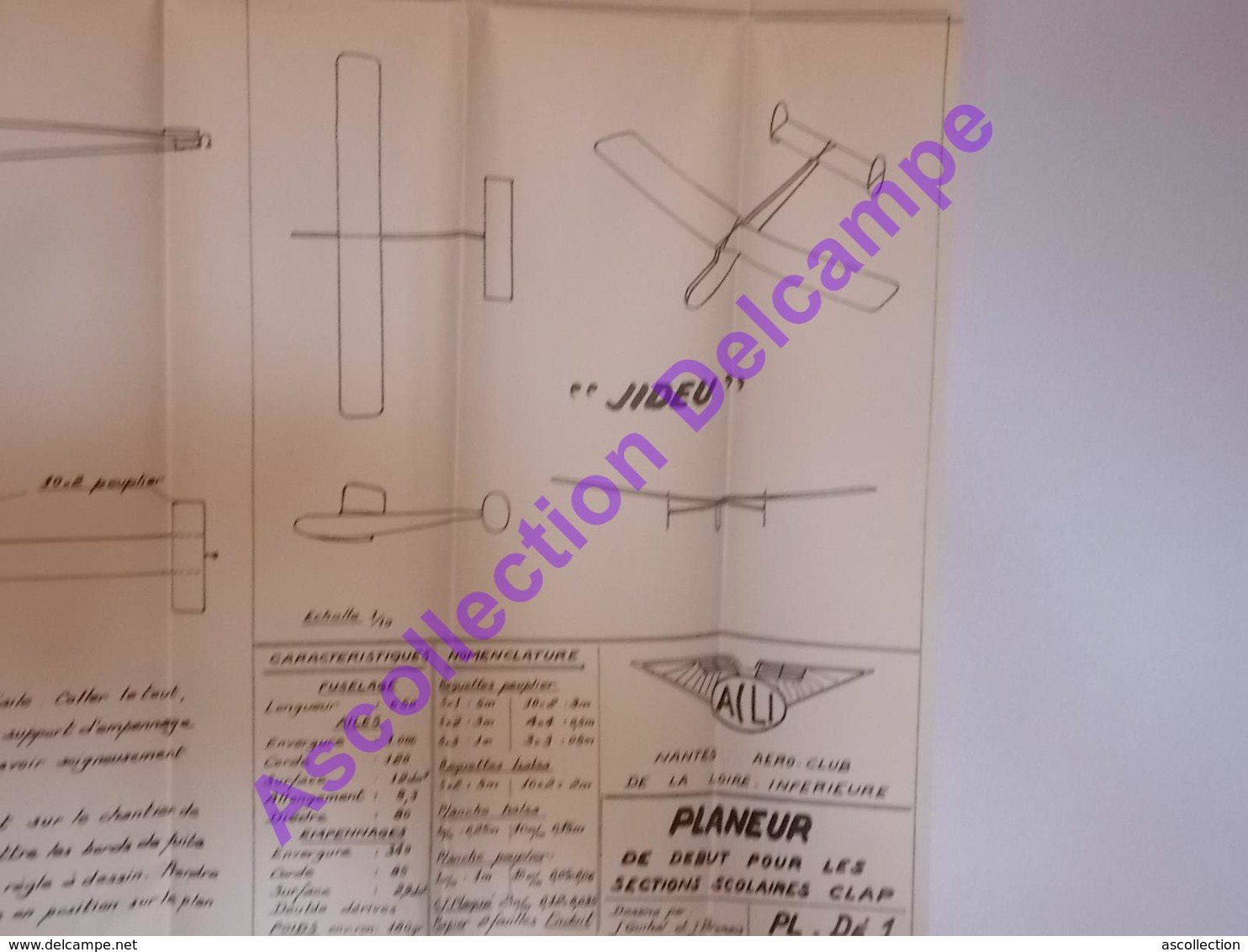 Plan Aeromodelisme Maquette Avion Planeur Acli Jideu Planeur - Flugzeuge