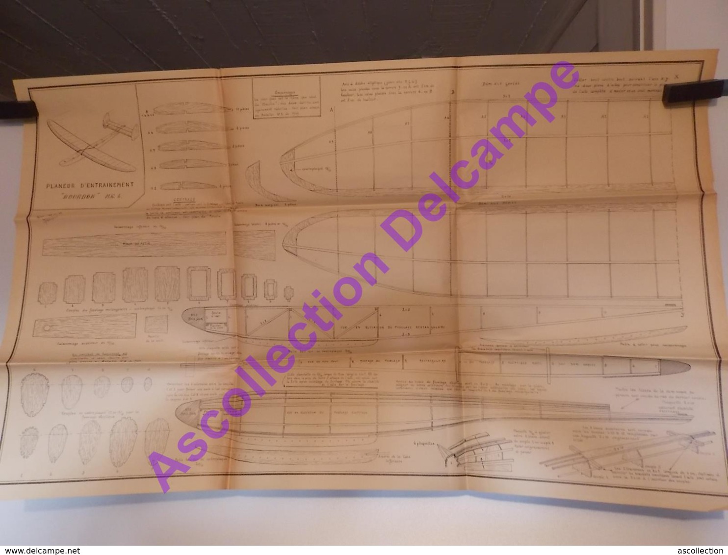 Plan Aeromodelisme Maquette Avion Planeur Planeur D Entrainement Bourdon MG4 1949 - Aerei