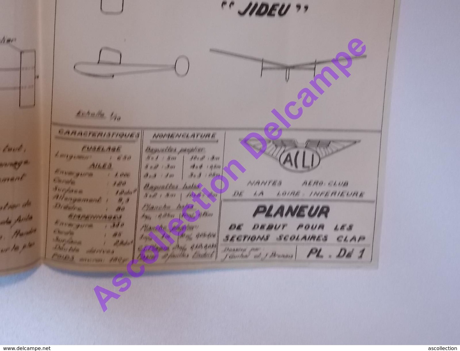 Plan Aeromodelisme Maquette Avion Planeur Planeur De Debut Section Scolaires Jideu - Avions