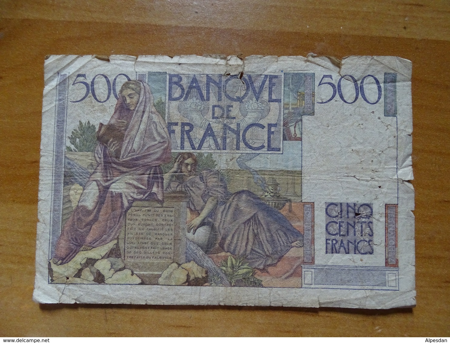 BILLET 500 BANQUE DE FRANCE CINQ CENTS FRANCS CHATEAUBRIAND 3 SIGNATURES N°31252  D4DU 4-9-1952 TYPE 1945 - - 50 F 1946-1951 ''Le Verrier''