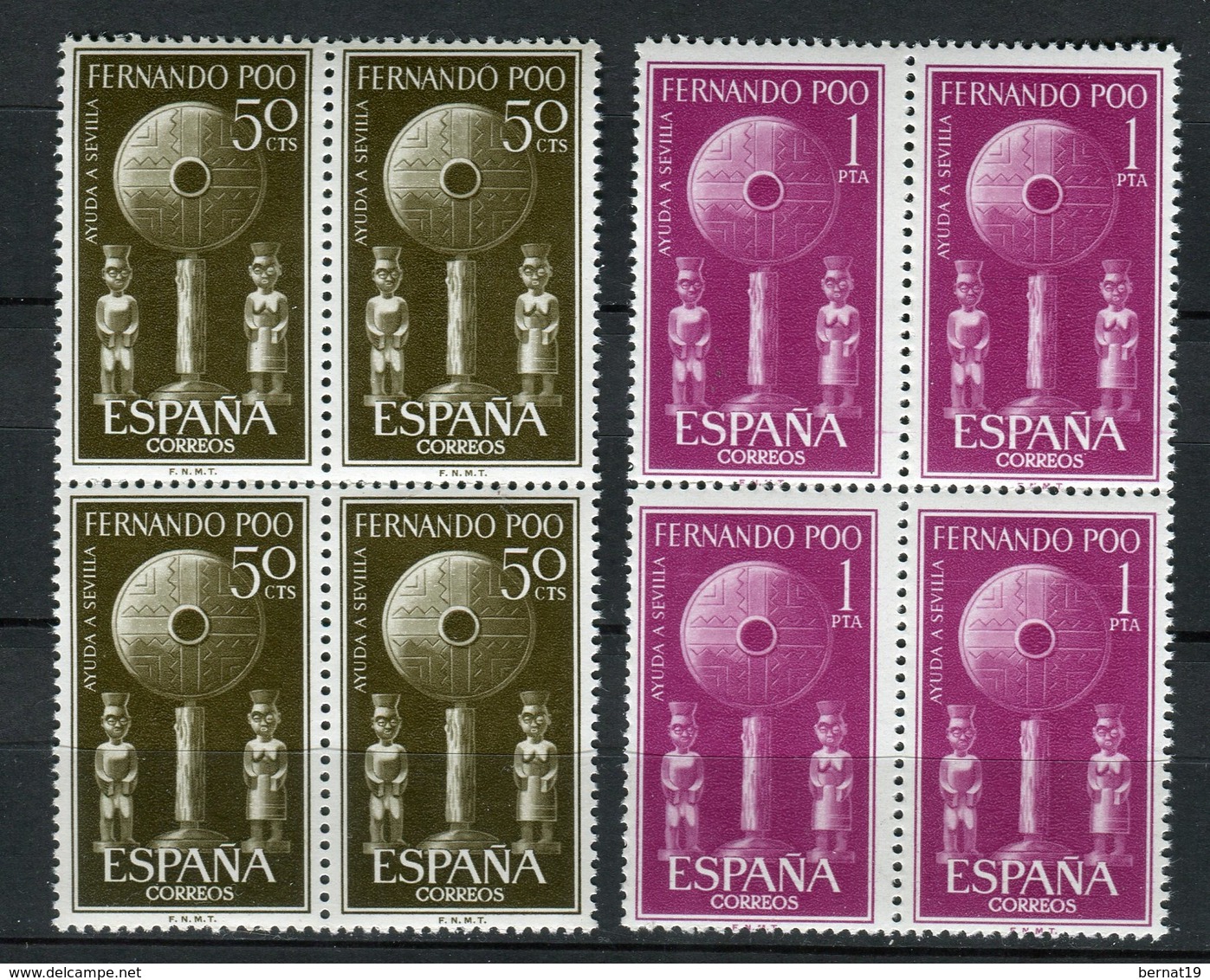 Fernando Poo 1963. Edifil 213-14 X 4 ** MNH. - Fernando Poo