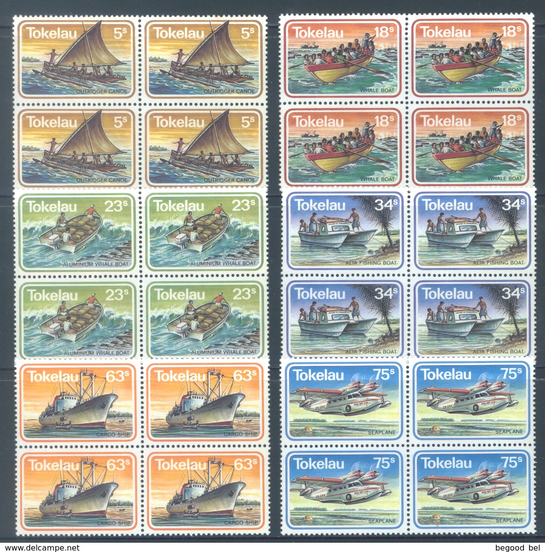 TOKELAU - MNH/** - 1983  - MARINE TRANSPORT - Yv 91-96 -  Lot 18367 IN BLOC OF 4 STAMPS - Tokelau