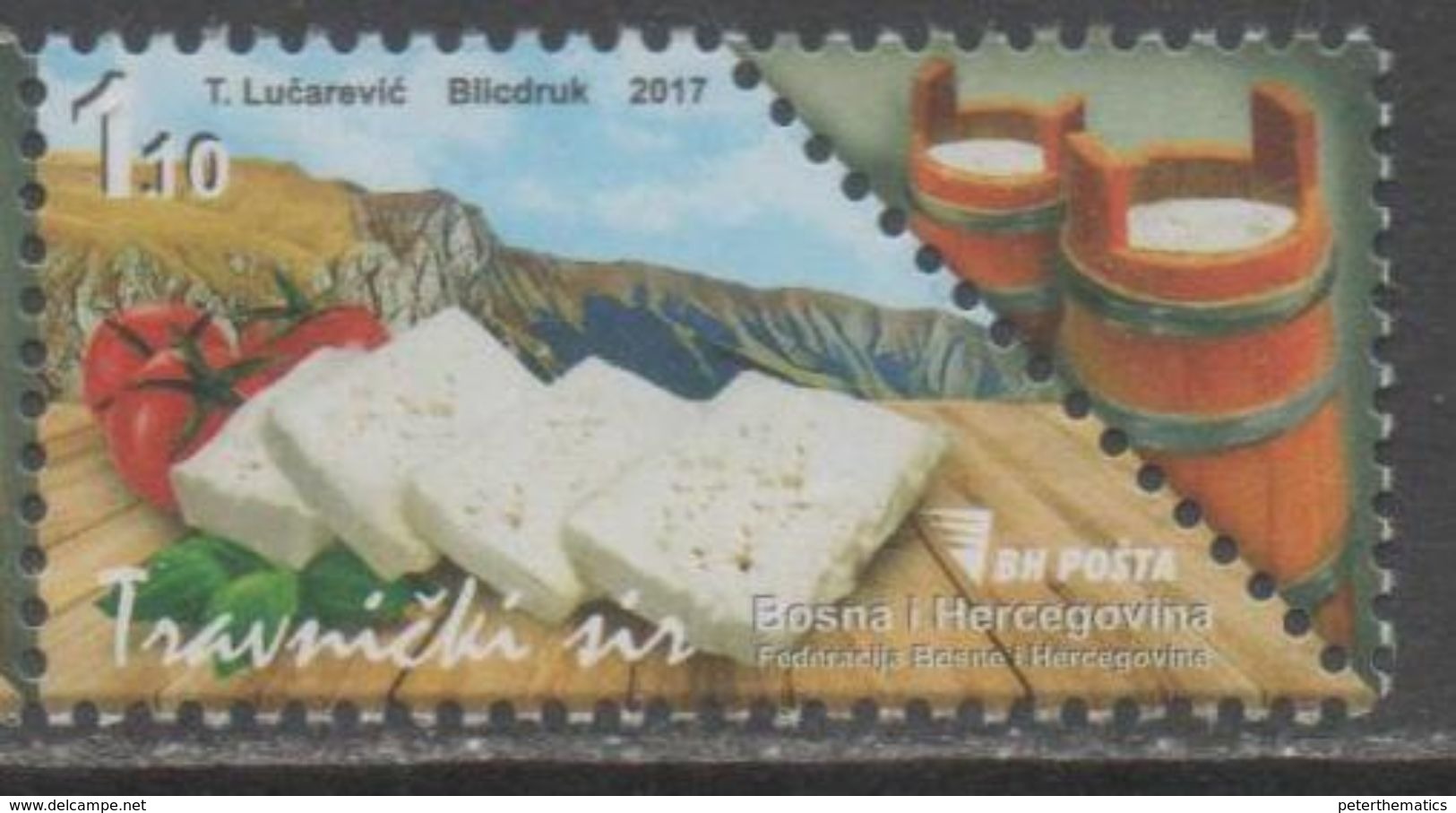 BOSNIA,  2017,MNH,FOOD, CHEESE, TOMATOES,  MOUNTAINS,  1v - Alimentazione