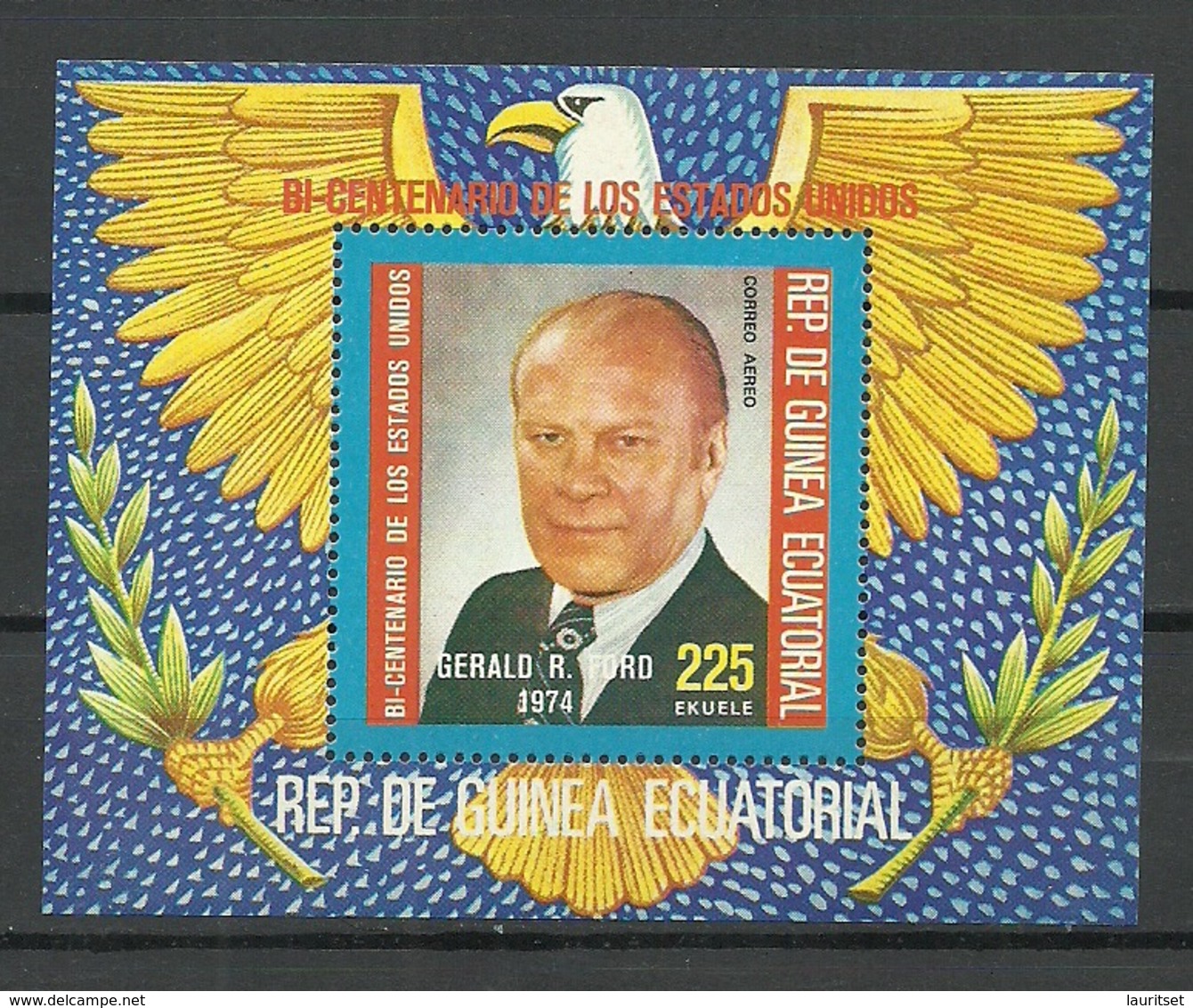 GUINEA EQUATORIAL 1975 Block Michel 175 USA President Gerald Ford MNH - Equatorial Guinea