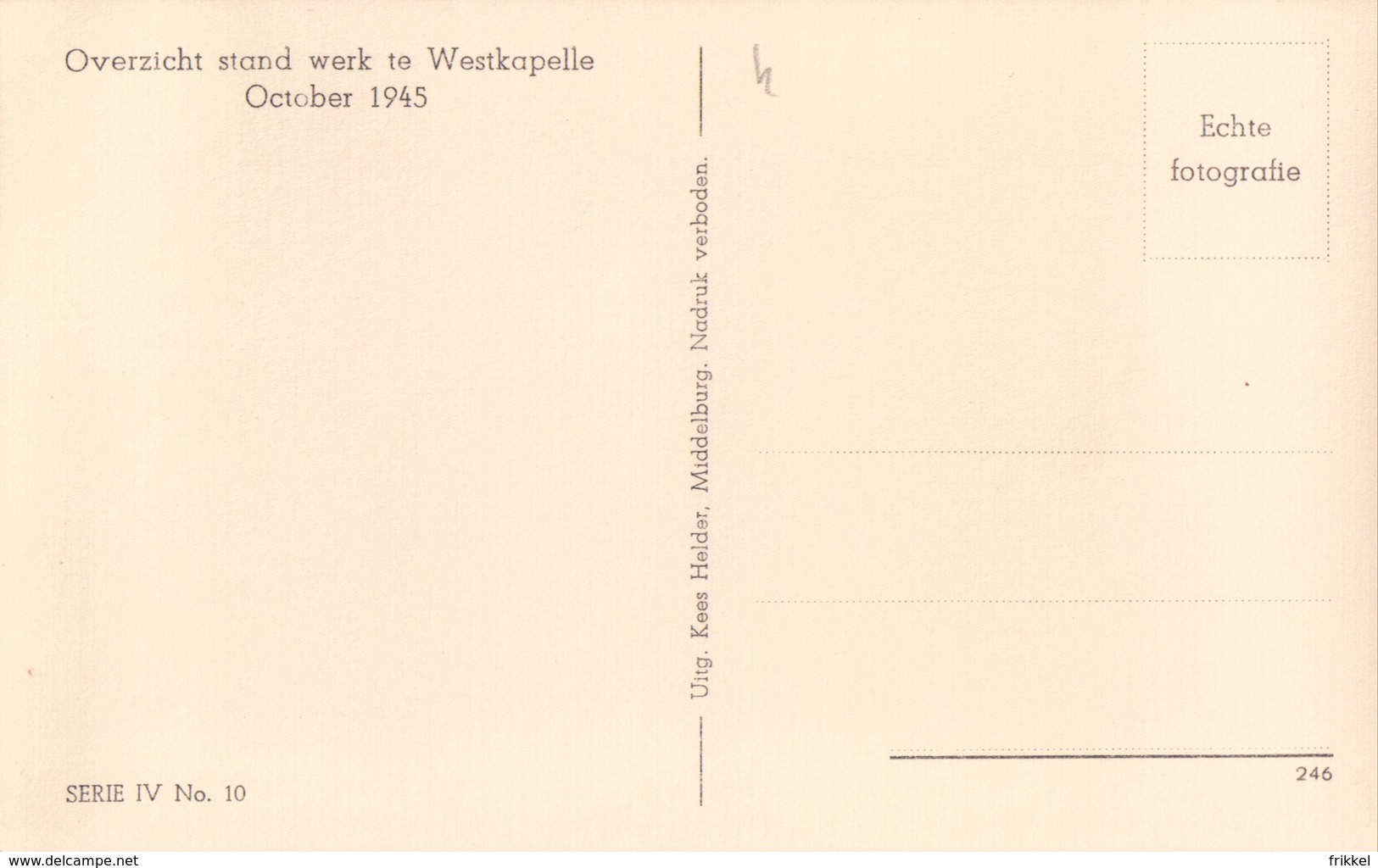 Overzicht Stand Werk Te Westkapelle October 1945 - Westkapelle