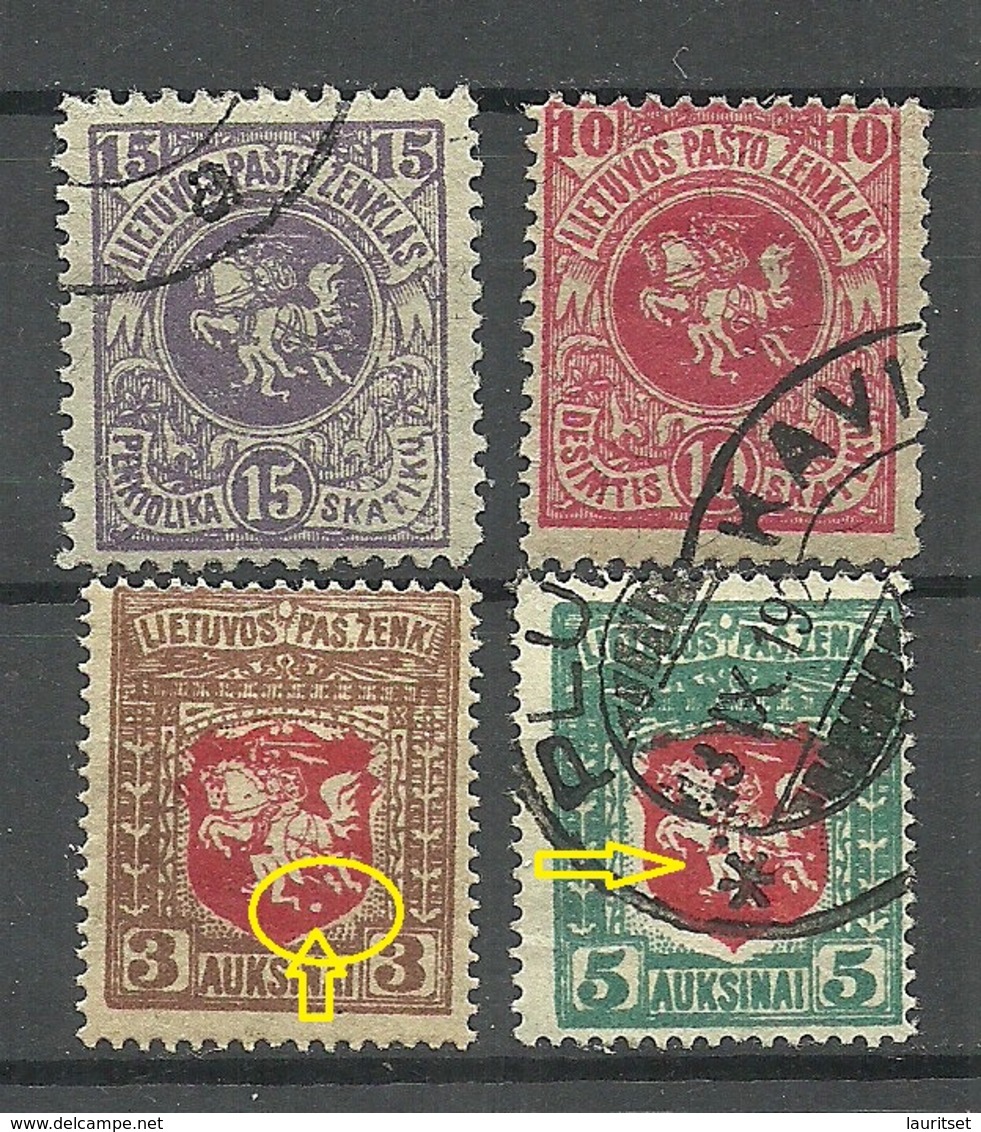 LITAUEN Lithuania 1919 Michel 30 - 31 Etc Incl ERROR Abart Variety O/* - Litouwen