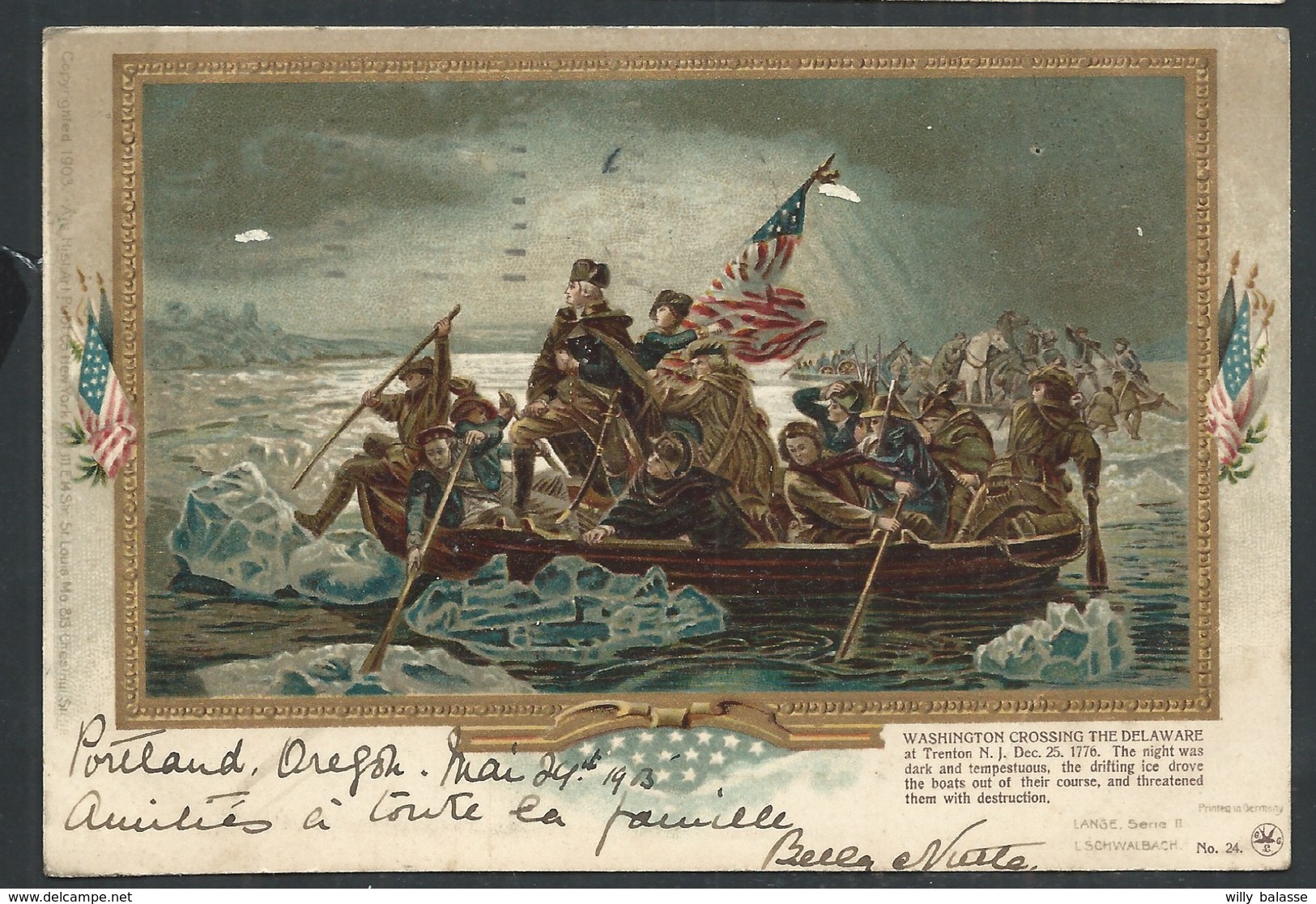 +++ CPA - Private Mailing Card - Amérique - Oregon - Cachet PORTLAND - " Washington Crossing The Delaware " // - Portland