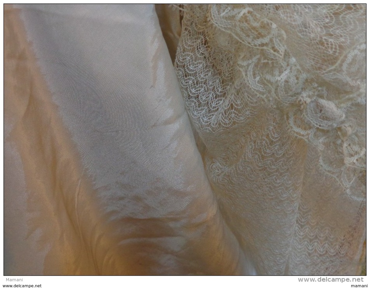 lot de 6 robes  de mariée +1 jupon vintage nylon-satin- soie-pour theatre-deguisement ou recuperation tissu pour poupee