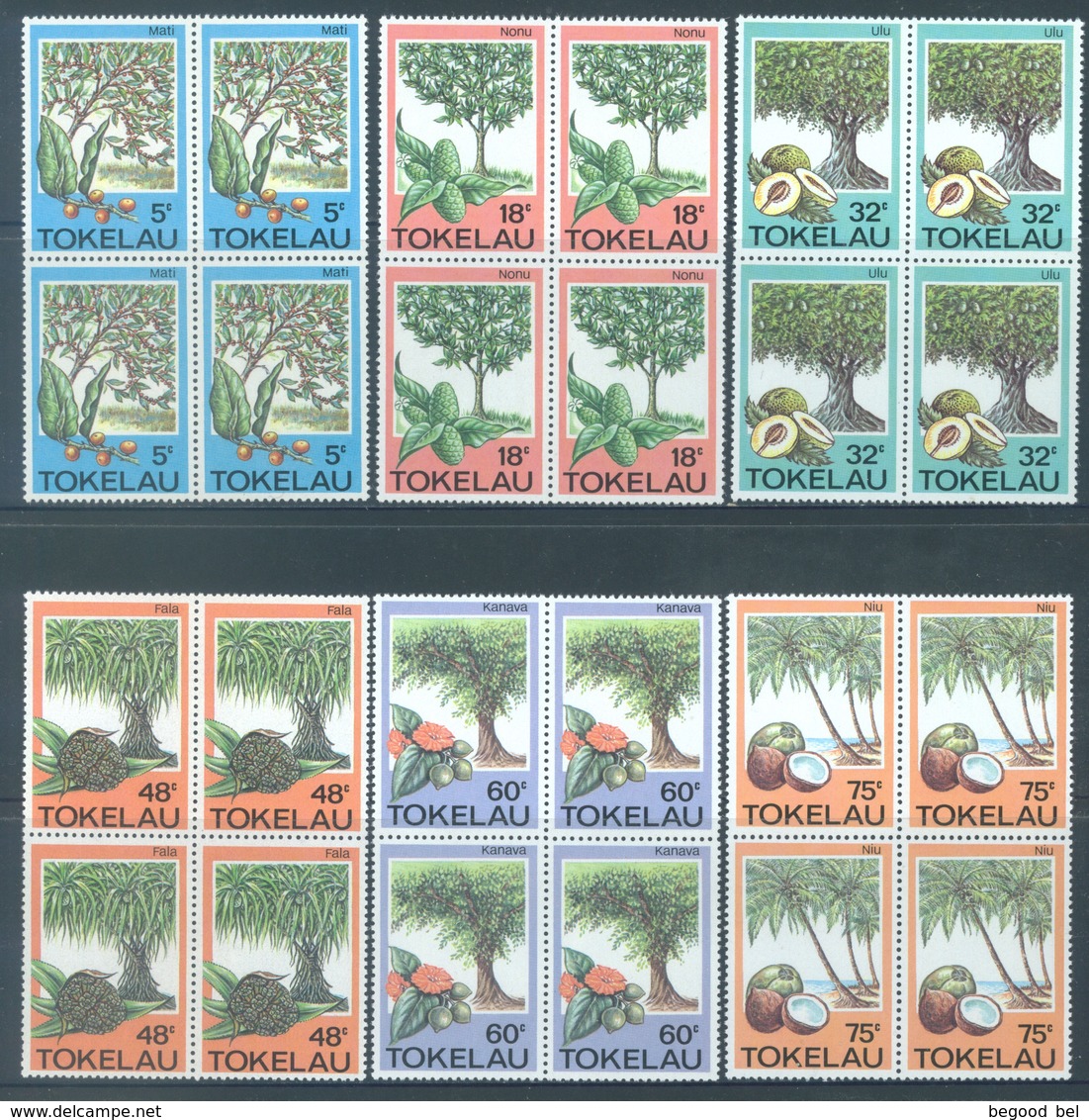 TOKELAU - MNH/** - 1985  - TREES AND FRUITS - Yv 118-123 -  Lot 18374 IN BLOC OF 4 STAMPS - Tokelau