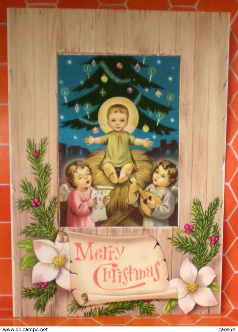 Merry Christmas Auguri Gesù Angeli Cartolina Nuova - Other & Unclassified