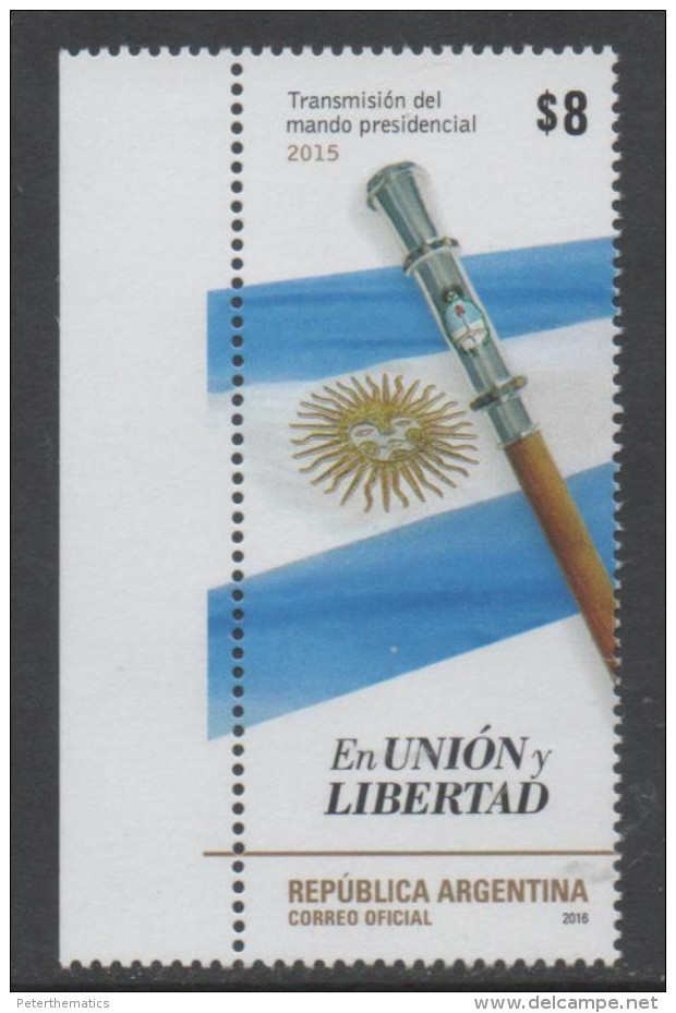 ARGENTINA, 2016, MNH, CHANGE OF PRESIDENT, FLAGS, SWORDS,1v - Stamps