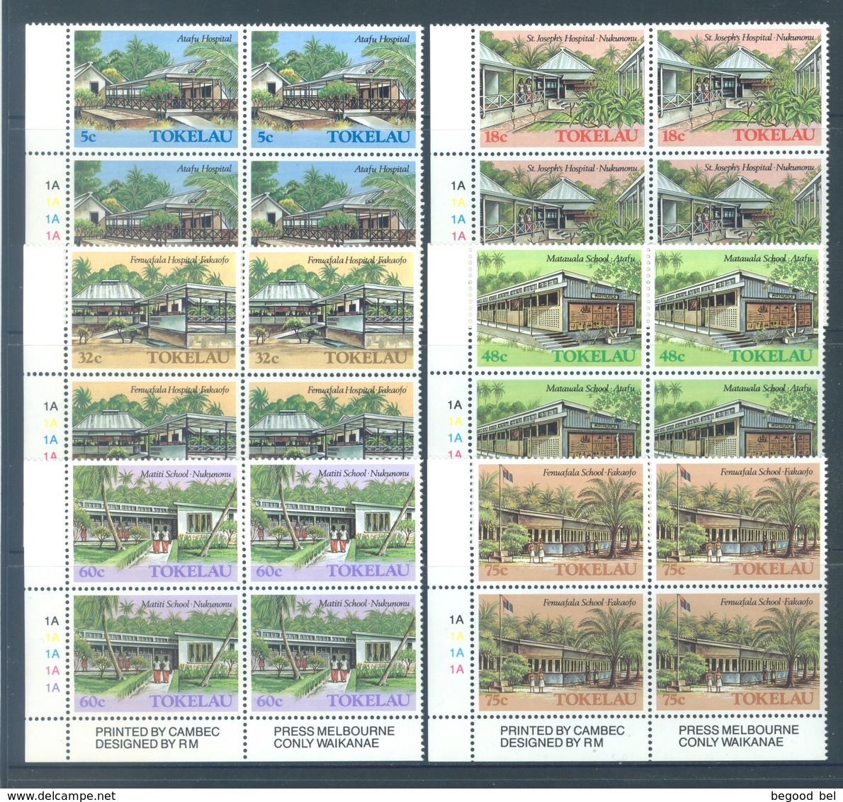 TOKELAU - MNH/** - 1986  - MONUMENTS - Yv 130-135 -  Lot 18377 IN BLOC OF 4 STAMPS - Tokelau