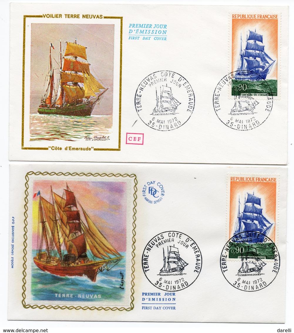 FDC France 1972 - Voilier Terre-Neuvas Cote D'Emeraude - YT 1717 - 35 Dinard  (réf 18-053) - 1970-1979