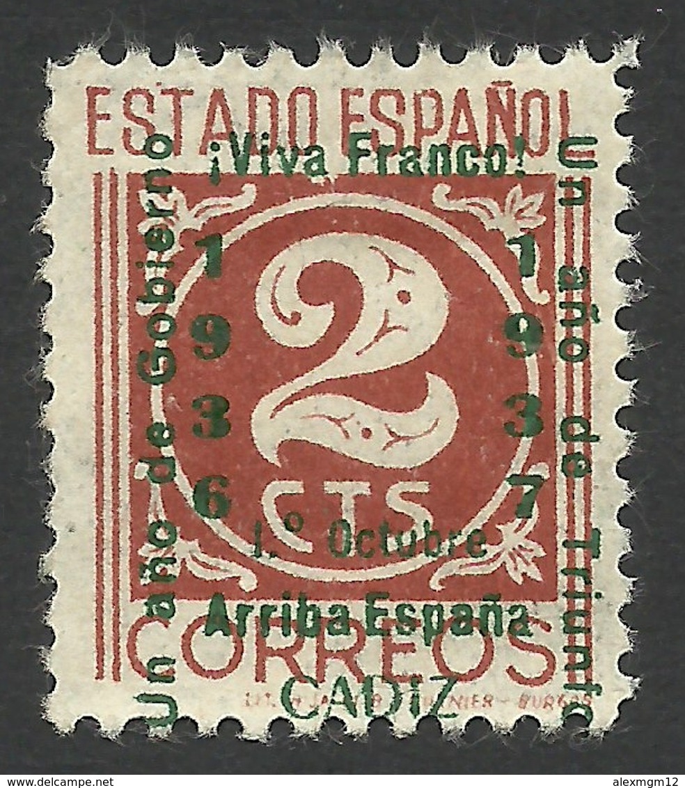 Spain, Cadiz 2 C. 1937, Mi # 18a, MH - Nationalist Issues