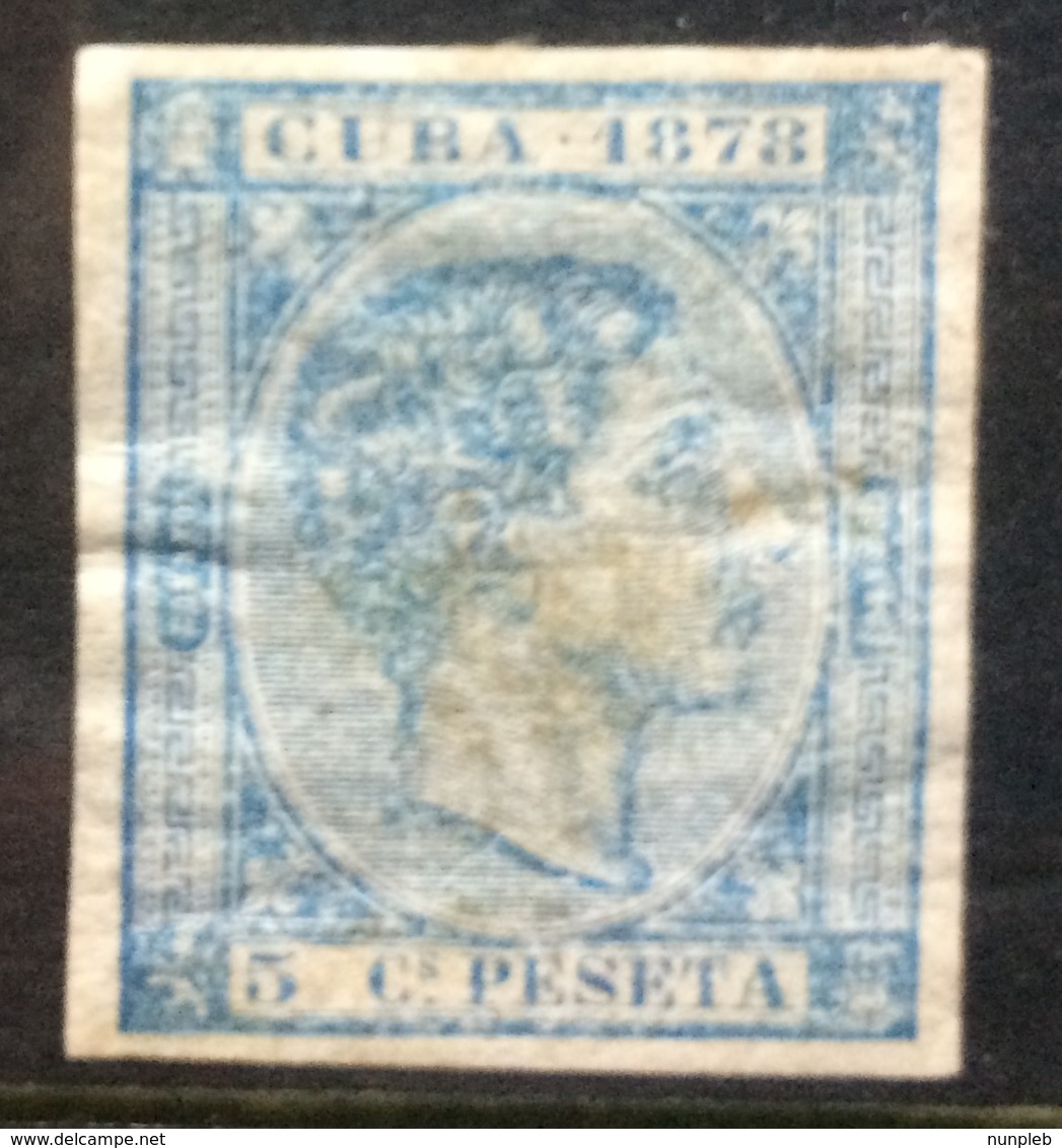 CUBA - 1878 Imperf Mint Hinged 5c Blue - Cuba (1874-1898)