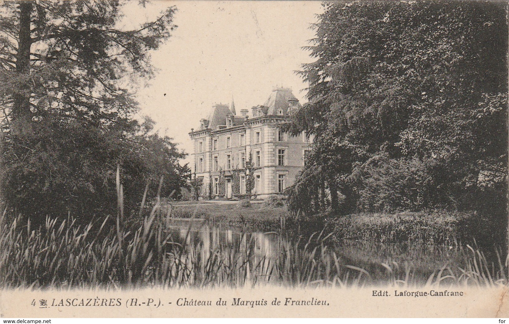 Hautes-pyrénées : LASCAZERES : Chateau Du Marquis De Franclieu ( Au Dos Tampon Perlé - Lascazères ) - Autres & Non Classés