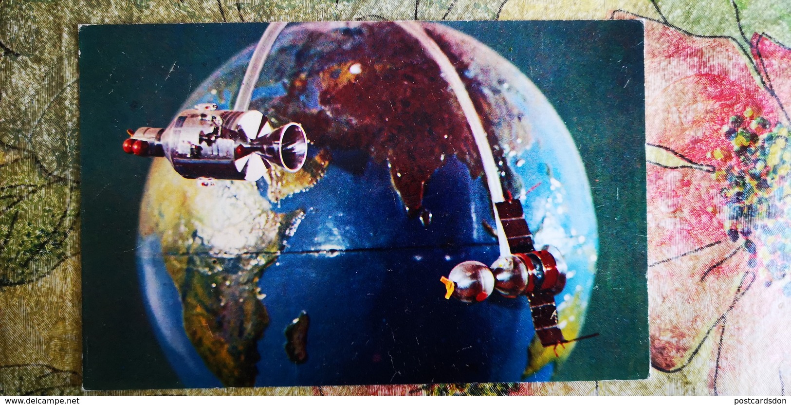 Soviet Concurs "Space" - Soyuz Apollo Station Model - Old USSR Postcard 1978 - Espacio