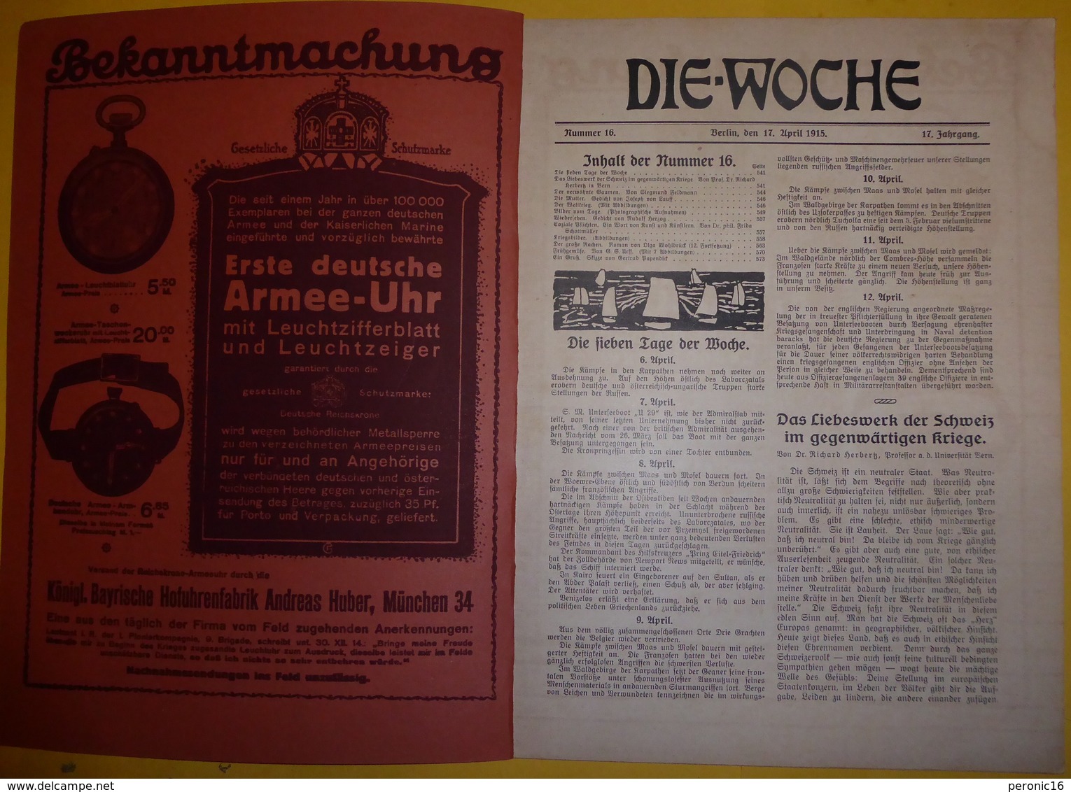 Revue : DIE-WOCHE, N° 16, 1915 - Duits