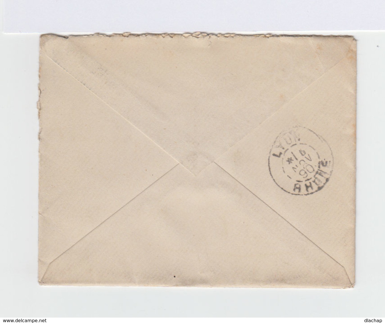 Sur Enveloppe Type Sage 15 C. Bleu Oblitéré Cachet A La Frette 1890. CAD Lyon. (920) - 1877-1920: Période Semi Moderne