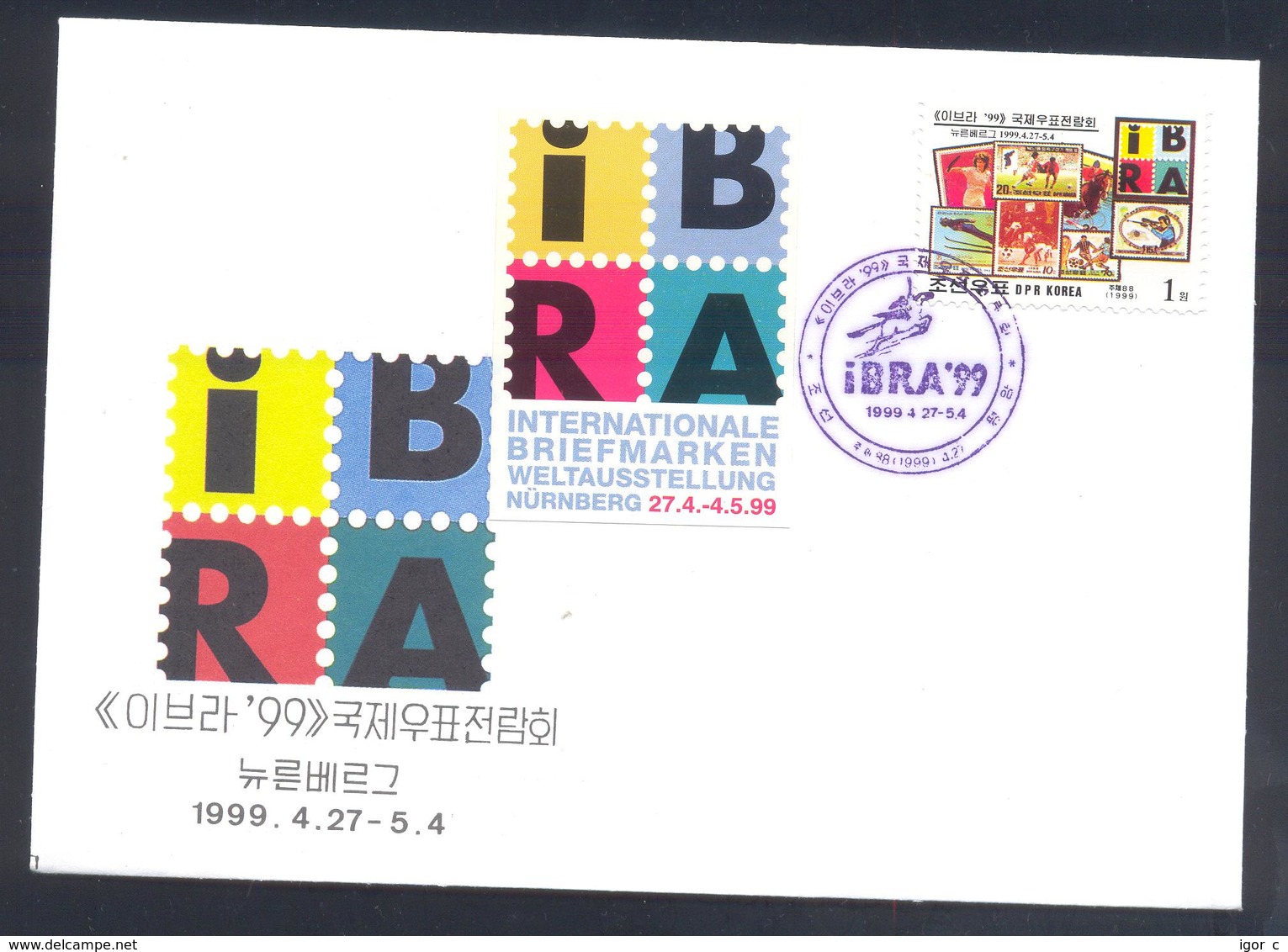 Korea 1999 Cover: Football Soccer Fussball Calcio: Ibra '99 Nürnberg; Horse, Tennis, Equestrian, Ski Jumping, Shooting - Other & Unclassified