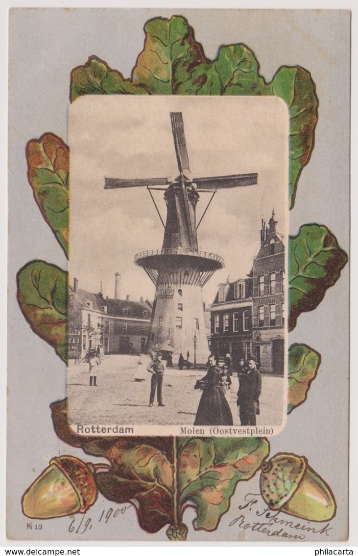 Rotterdam - Molen Oostvestplein Met Volk - 1900 - Rotterdam