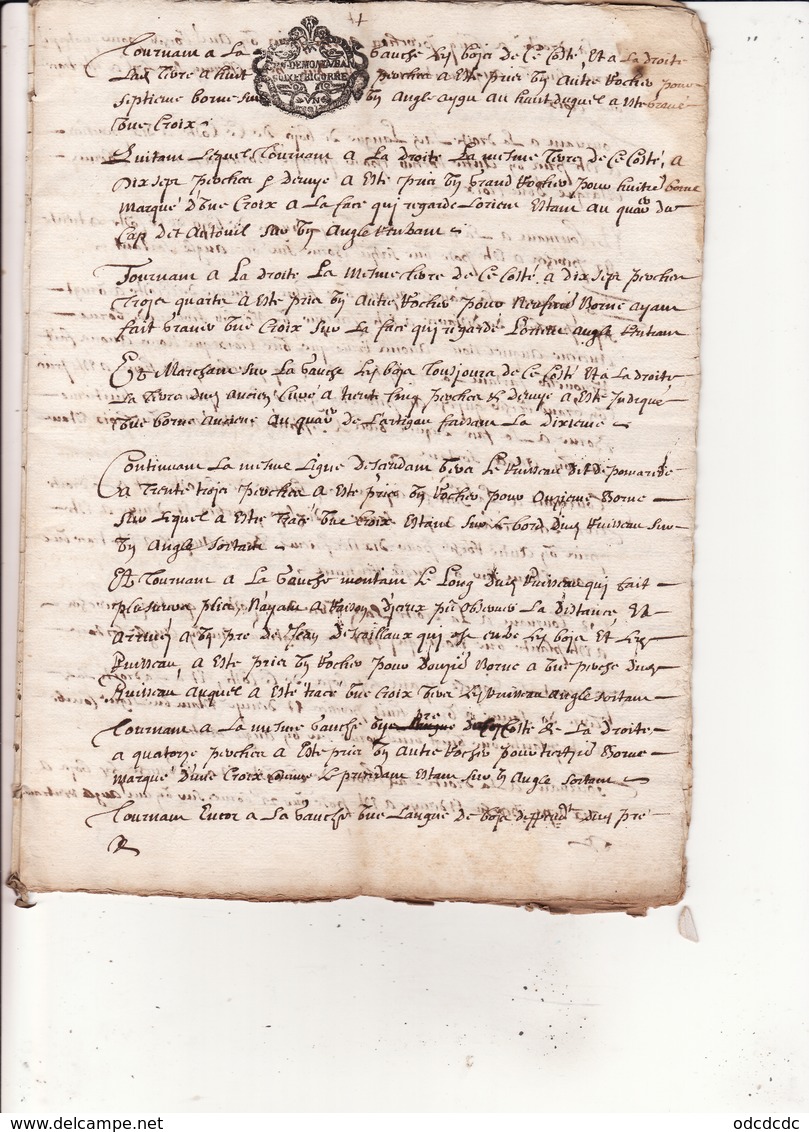 Generalité Montauban Foix  Bigorre Docu Du 8 Sept 1683 Maitrise Eaux Et Forets Commenge Bornage Foret Cazaunoux 14 Scan - Cachets Généralité