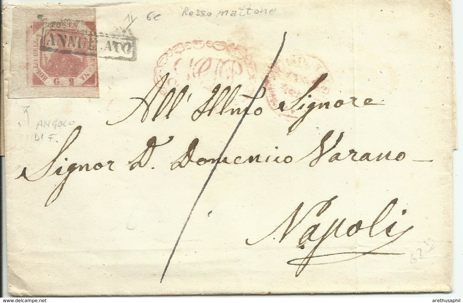 AS167-Lettera Con 2 Gr. II Tav. Rosso Mattone 6c Angolo Di Foglio 27/10 - Naples