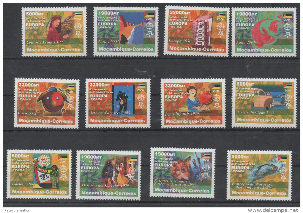 MOZAMBIQUE ,MNH, 2006, 50TH ANNIVERSARY OF EUROPA STAMPS, FISH, WOLVES, BIRDS, COSTUMES, MUSIC, 12v - Other & Unclassified