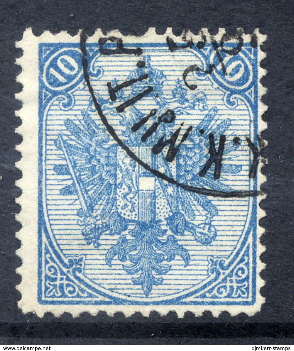BOSNIA & HERZEGOVINA 1879 Arms 10 H. Pale Blue Perforated 13  Used.  Michel 5 Ib D, SG 33 - Bosnie-Herzegovine