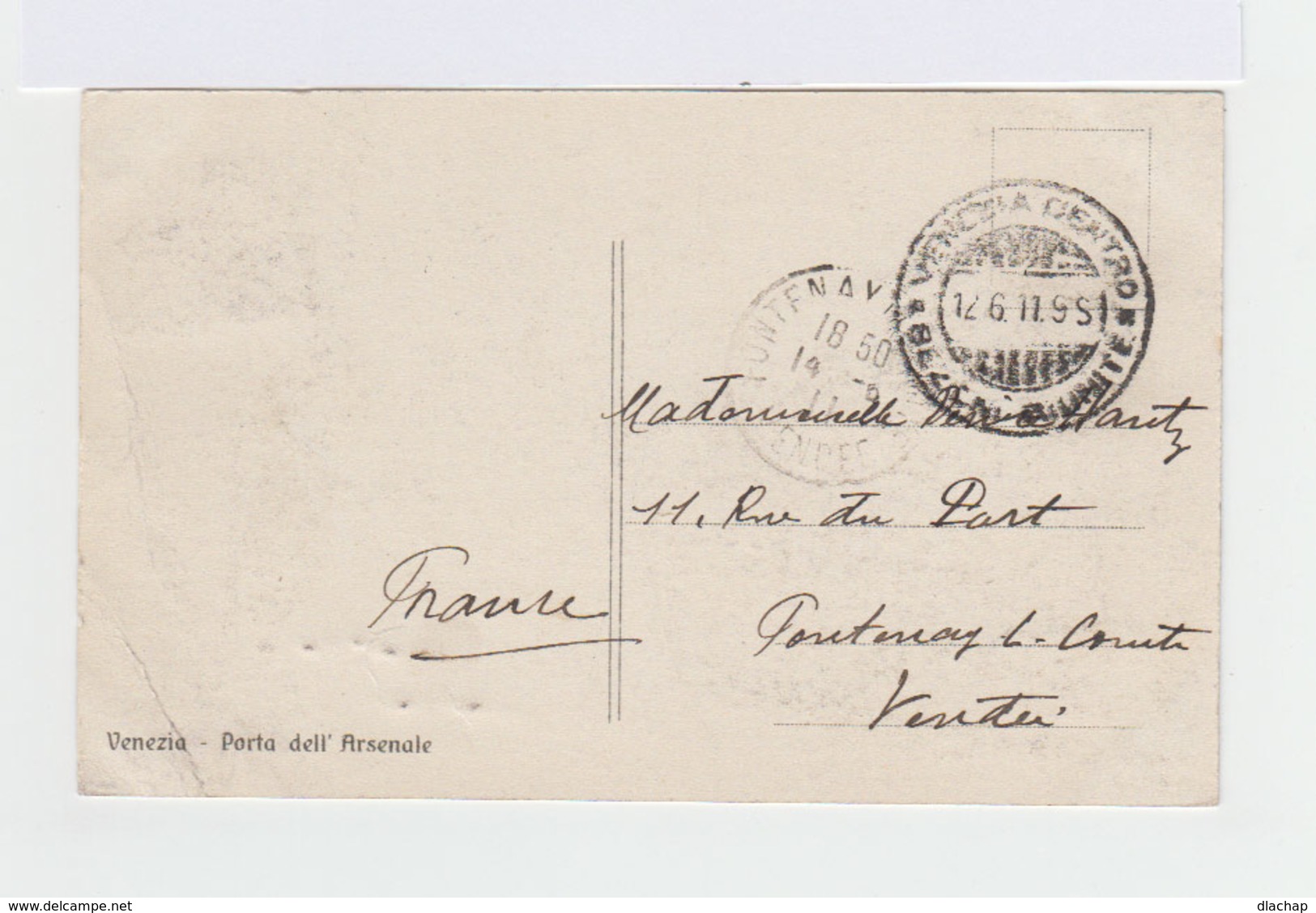 Sur Carte Postale Timbre Victor Emmanuel II Oblitéré Cachet Venezia Centro 1911. CAD Fontenay. (924) - Machines à Affranchir (EMA)