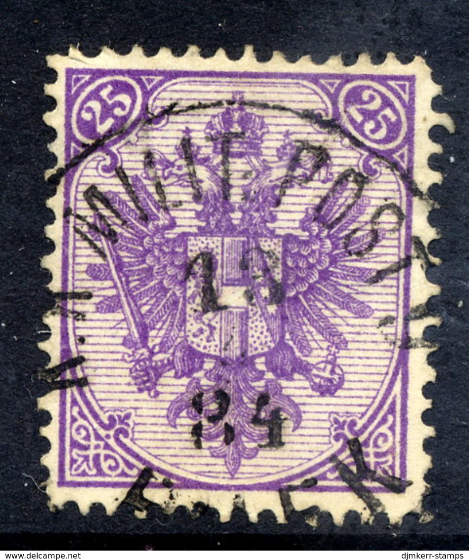 BOSNIA & HERZEGOVINA 1879 Arms 25 H. Bright Violet Perforated 12  Used.  Michel 7 I A, SG 18 - Bosnie-Herzegovine