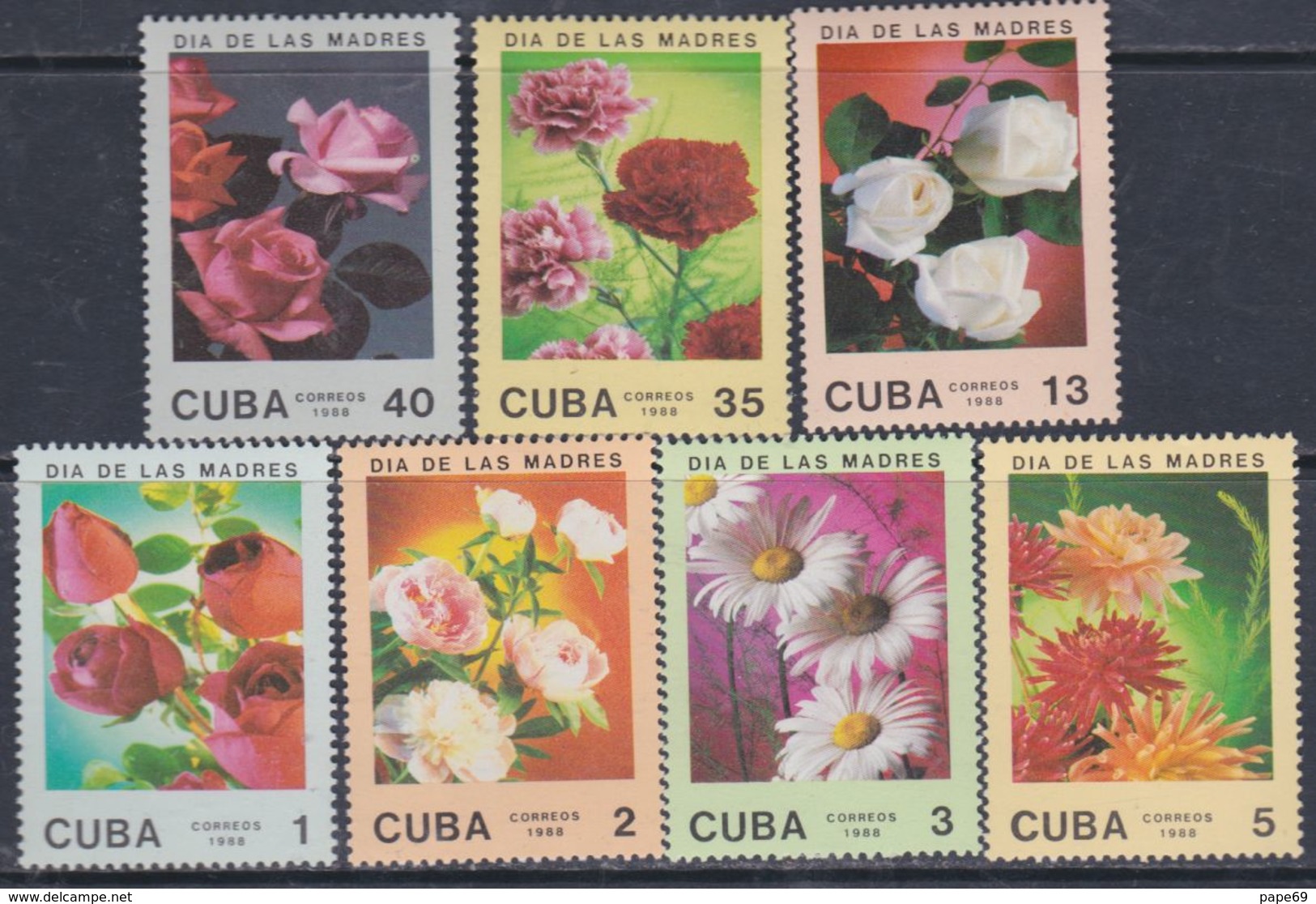 Cuba N° 2833 / 39 XX  Journée Des Mères : Fleurs Diverses, Les 7 Valeurs, Sans Charnière, TB - Neufs