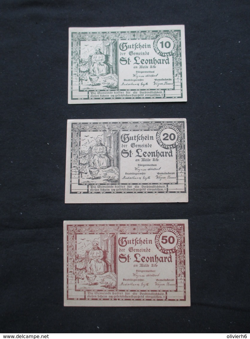 VP LOT 3 BON DE NéCESSITé / NOTGELD (V07) AUTRICHE ( 2 Vues) St Leonhard 10, 20 Et 50 Heller A - Noodgeld