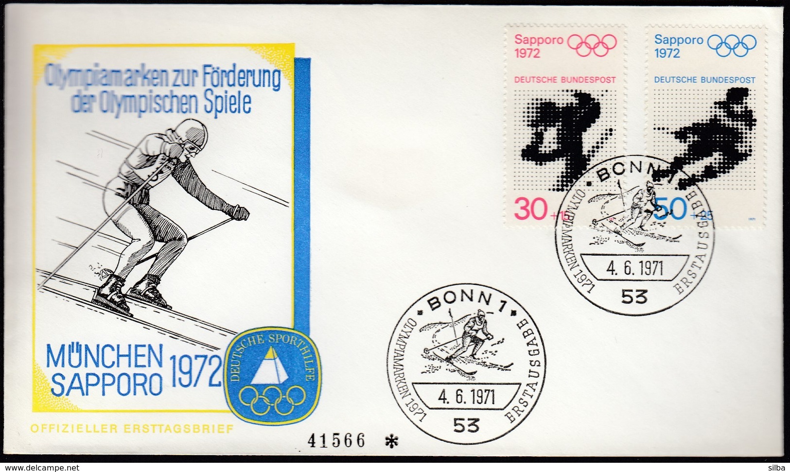 Germany Bonn 1971 / Olympic Games Sapporo 1972 / Alpine Skiing / Ice Hockey / FDC - Winter 1972: Sapporo