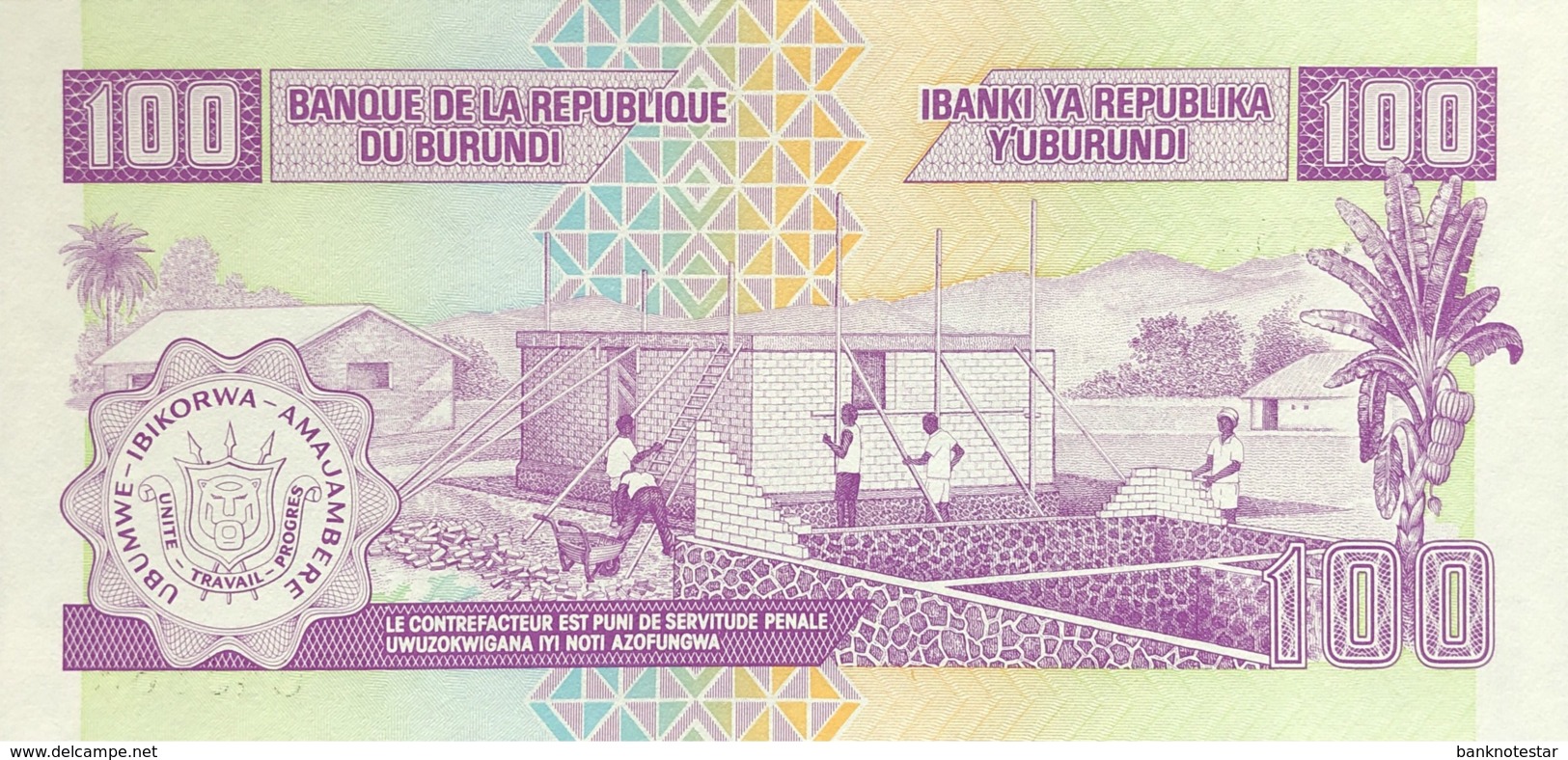 Burundi 100 Francs, P-37b (1.12.1997) - UNC - Burundi