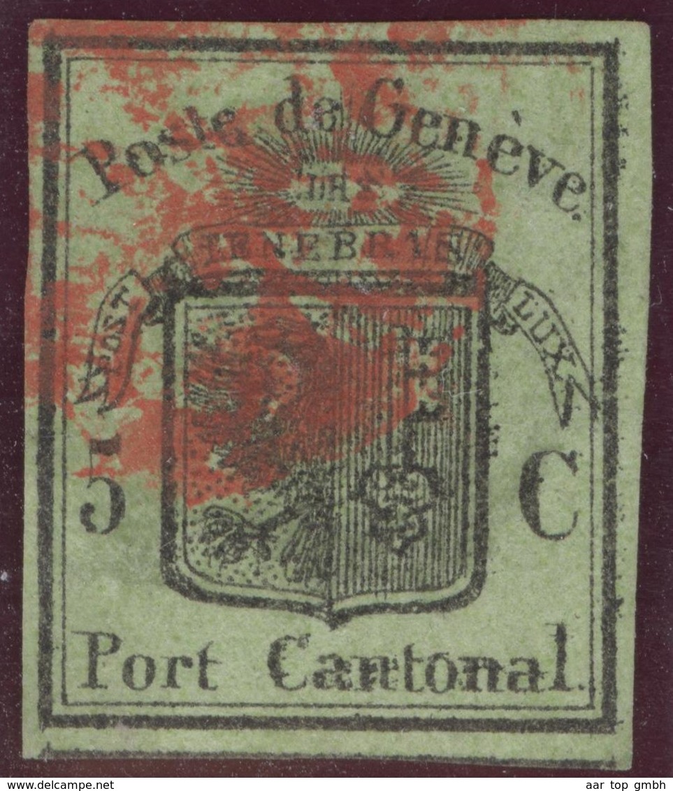 Schweiz 1846 Genf Zu#6 Grosser Adler Attest ( Leicht Hell, Linker Rand Verstärkt)Mängel - 1843-1852 Timbres Cantonaux Et  Fédéraux