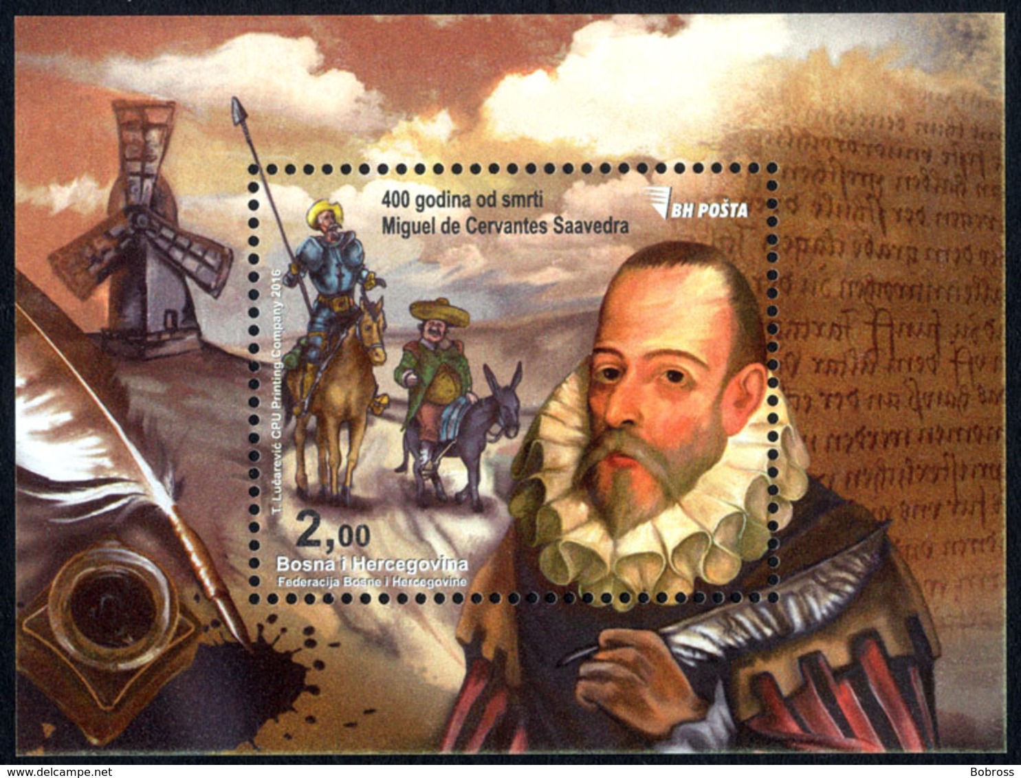 2016, The 400th Anniversary Of The Death Of Miguel De Cervantes, Bosnia And Herzegovina, MNH - Bosnie-Herzegovine