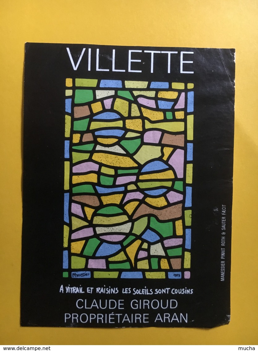 9095 - Villette Claude Giroud Suisse A Vitrail Et Raisins Les Soleils Sont Cousins Artiste: Manessier - Art