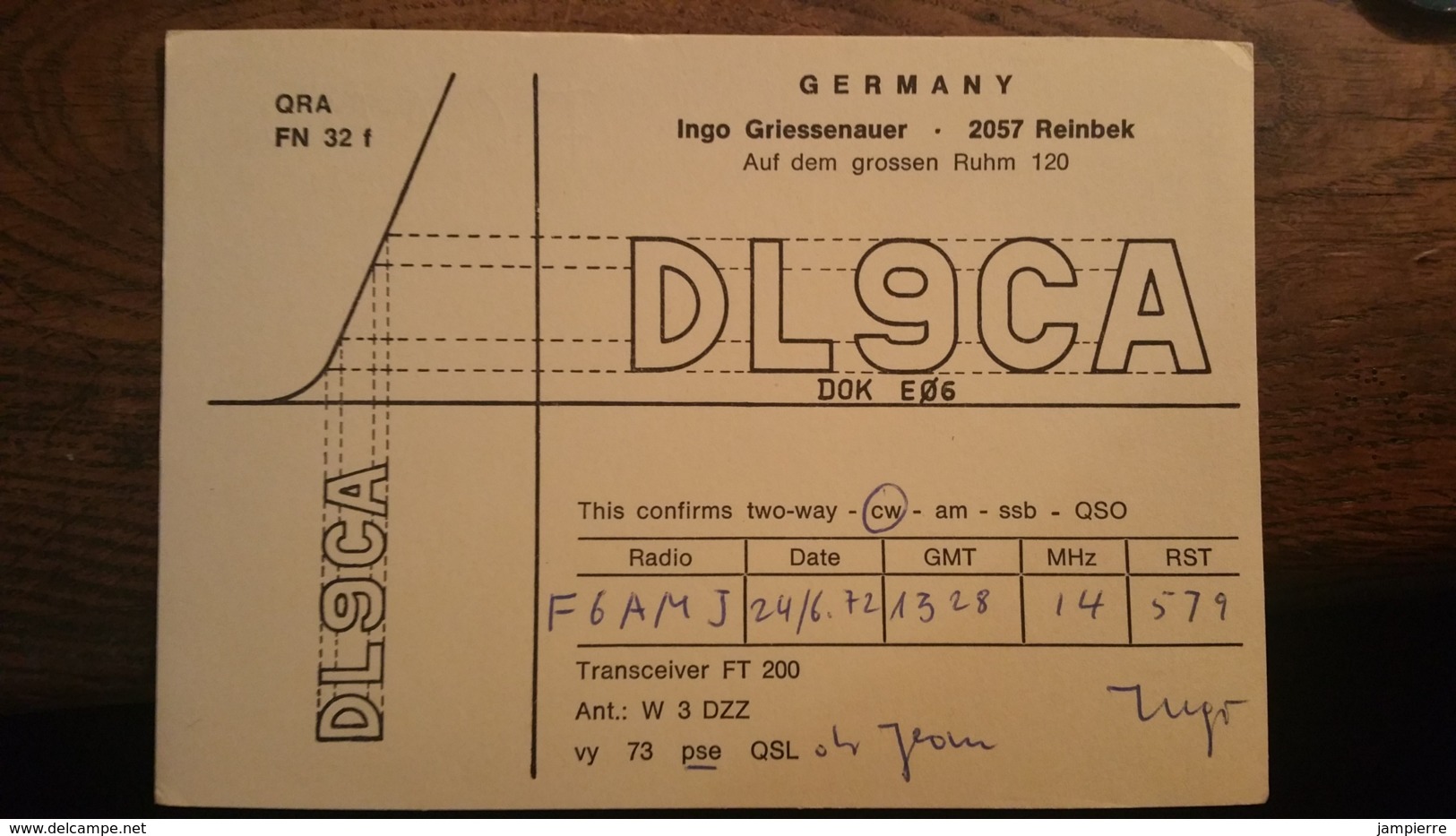 Carte QSL - Germany - Reinbak - Allemagne - Radio Amateur