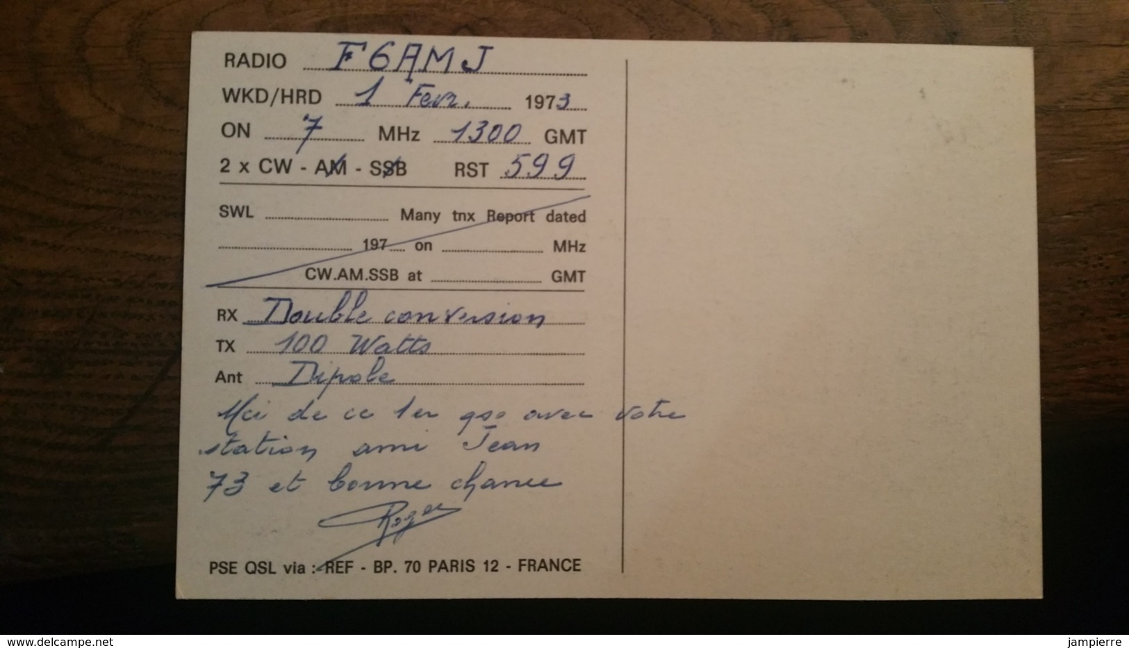 Carte QSL - France - Paris 19e - F8IV - Radio Amatoriale