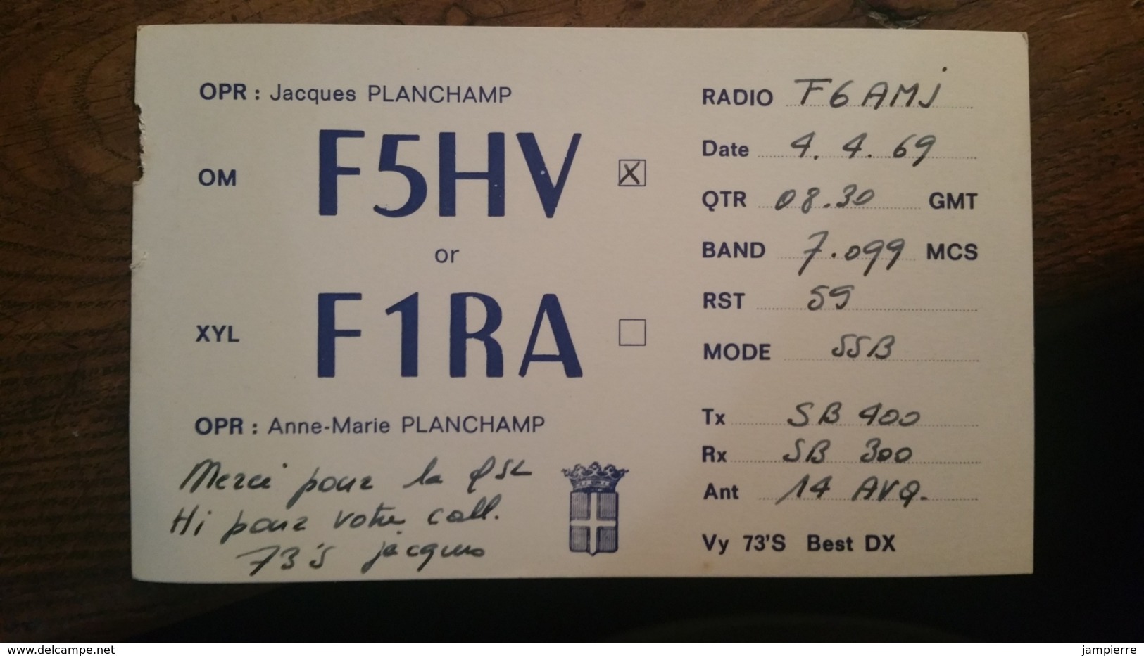 Carte QSL - France - Ville-la-Grand (74) - F5HV Ou F1RA - Radio Amatoriale