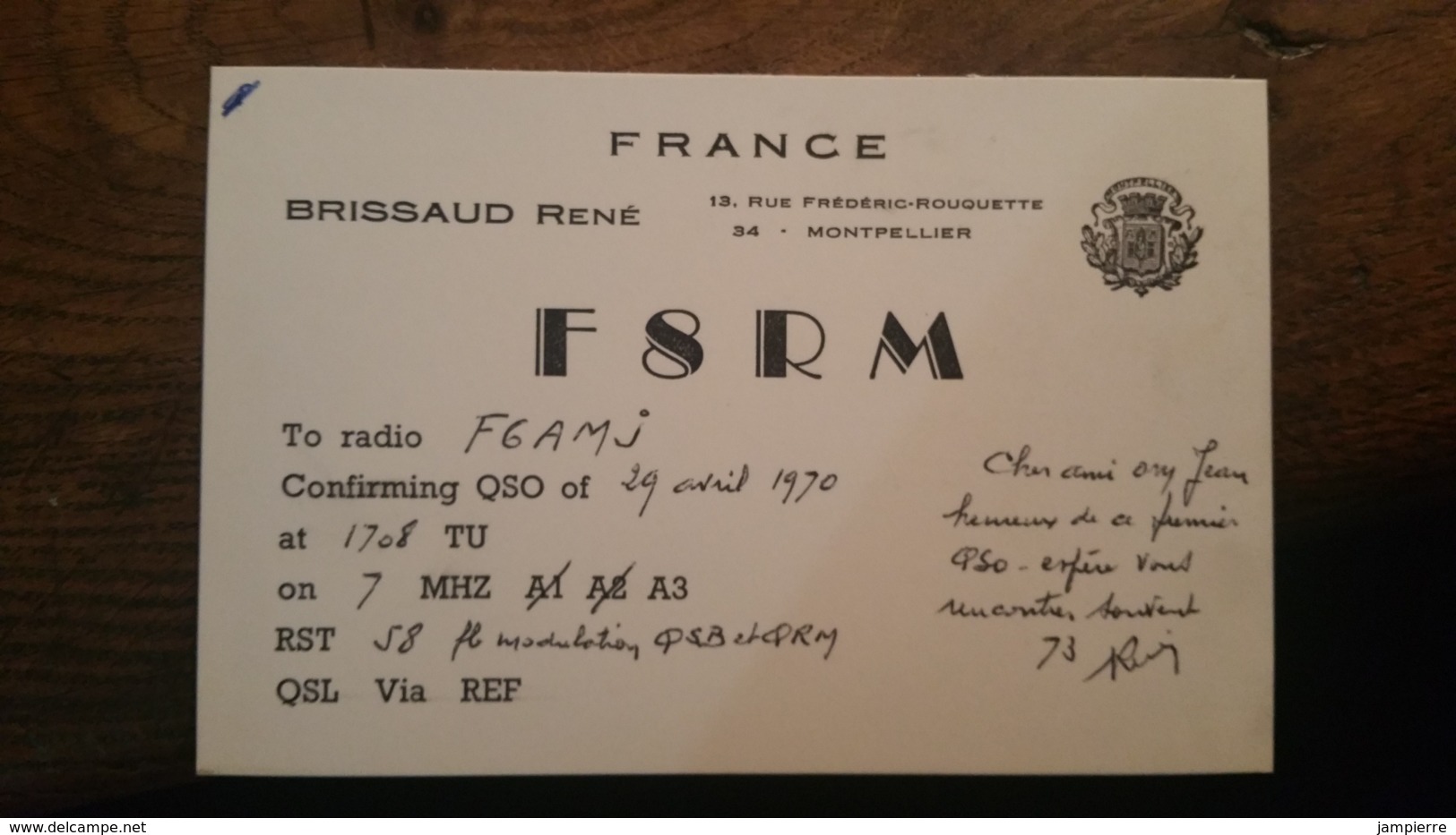 Carte QSL - France - Montpellier (34) - F8RM - Radio-amateur