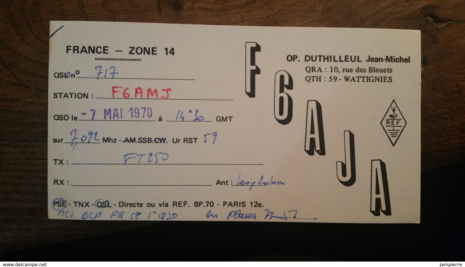 Carte QSL - France - Zone 14 - Wattignies (59) - F6AJA - Radio-amateur