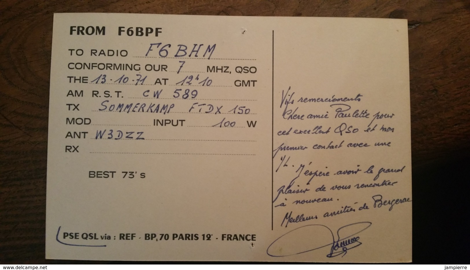 Carte QSL - France - Bergerac (24) - Cyrano (illustration) - F6BPF - Radio Amateur
