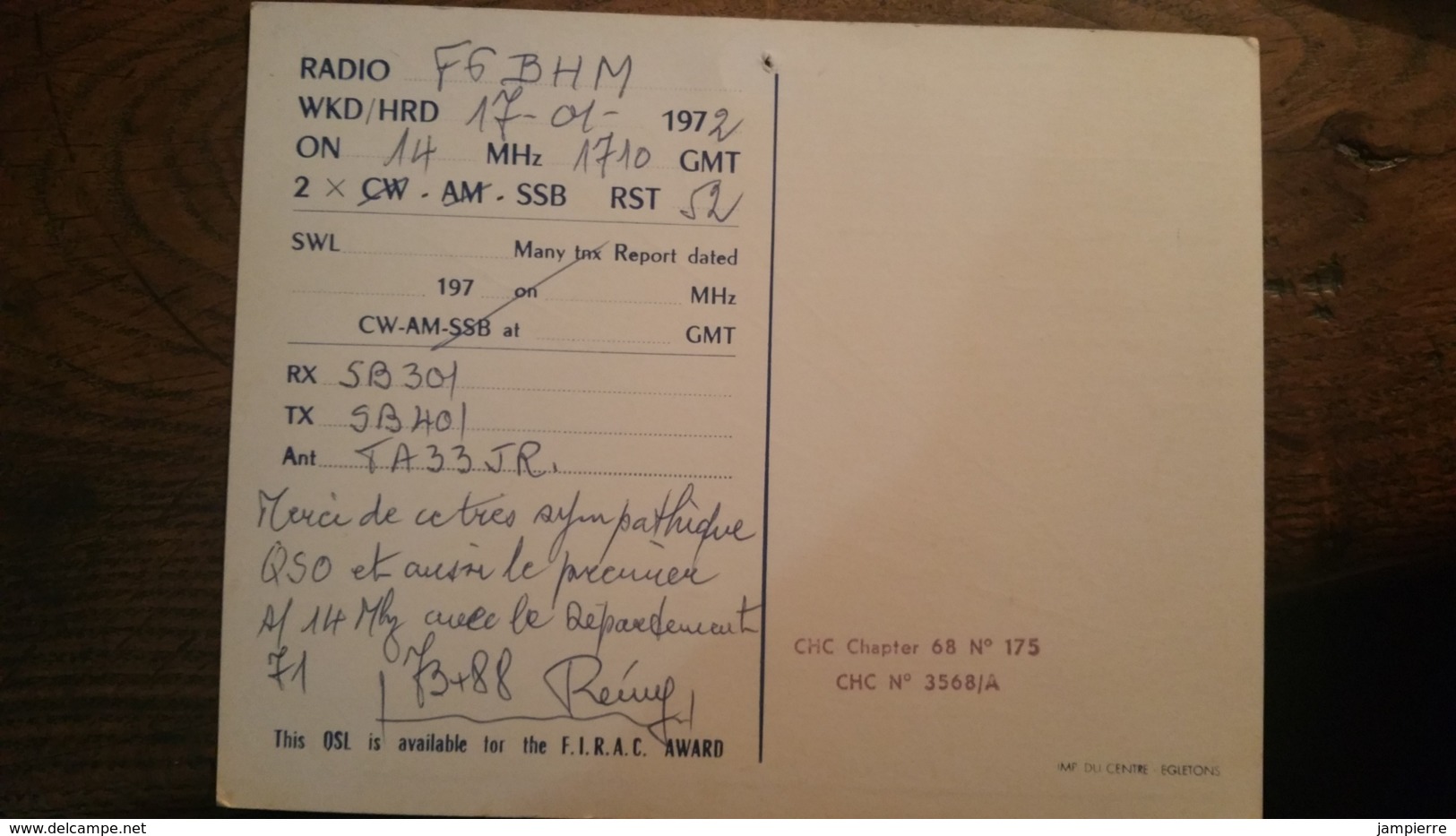 Carte QSL - France - Evron (53) - Groupe Radio Amateur Cheminot - Train SNCF - F5JR - Radio Amateur