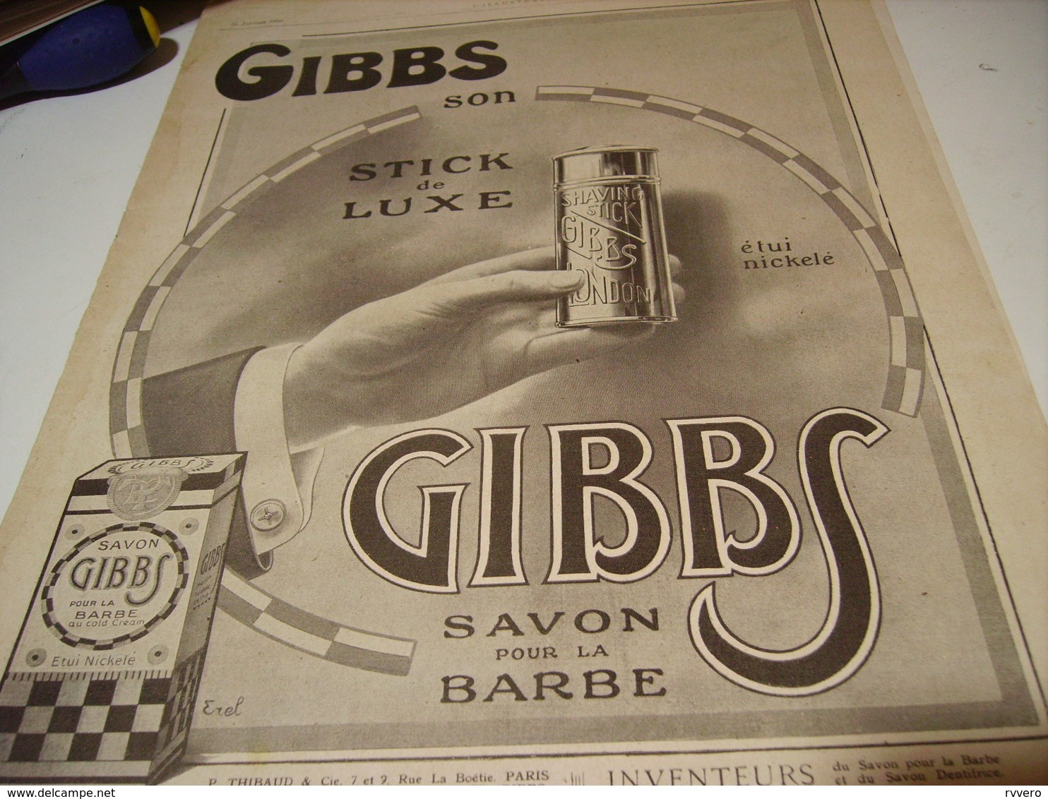 ANCIENNE PUBLICITE STICK DE LUXE GIBBS  1920 - Other & Unclassified