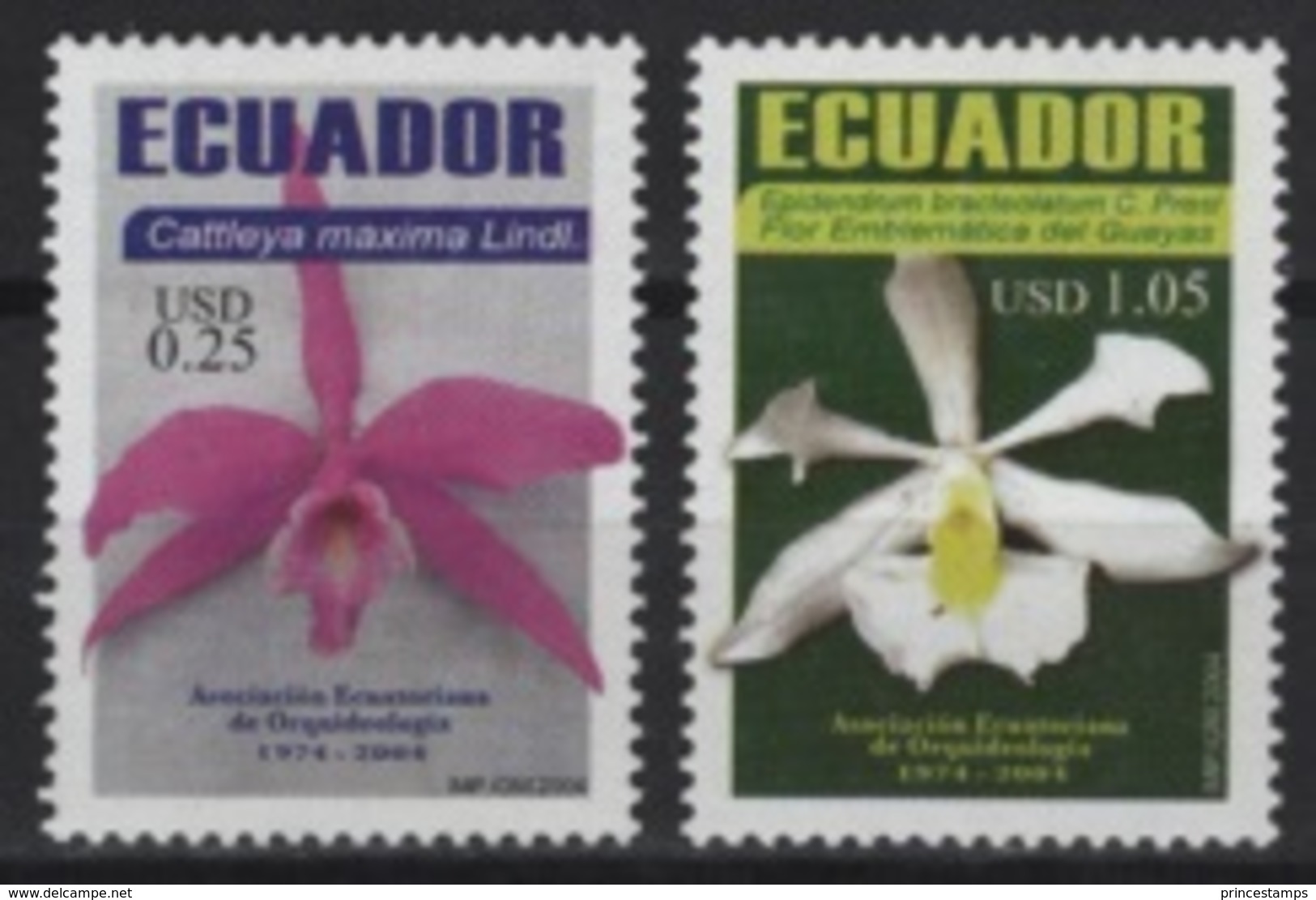 Ecuador (2004) Yv. 1803/04  /   Flowers - Fleurs - Flora  - Flores - Orchids - Orquidea - Orquideas