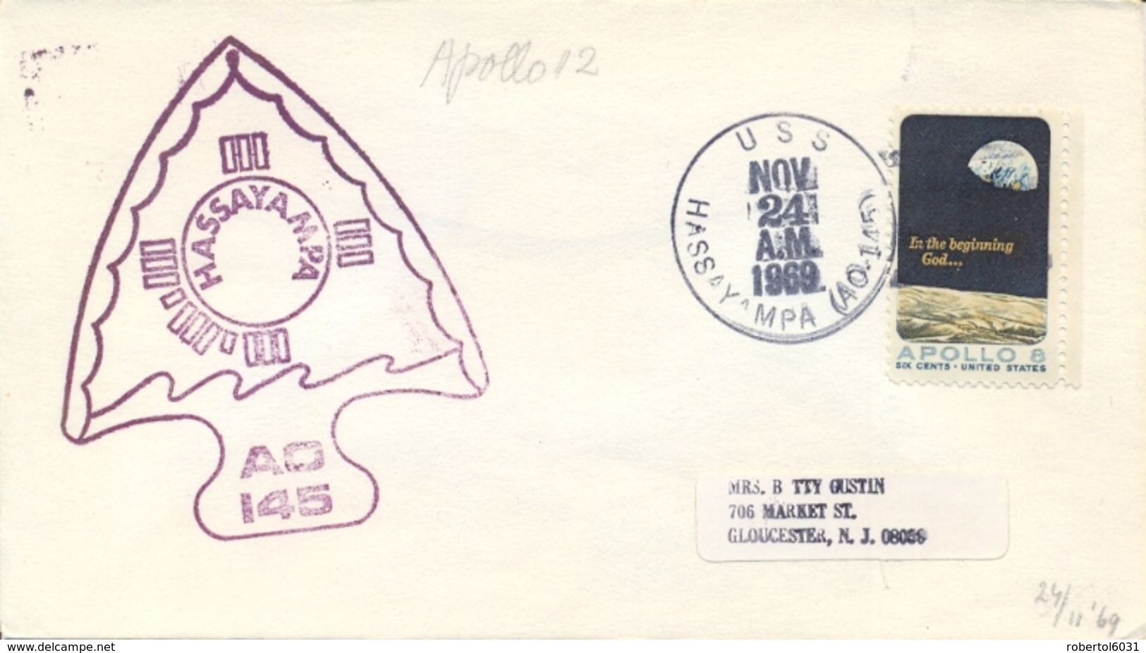 USA 1969 Cover From USS Hassayampa AO 145 With Cachet - Militaria